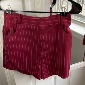 Honey punch shorts size small. Maroon with white pin stripe.